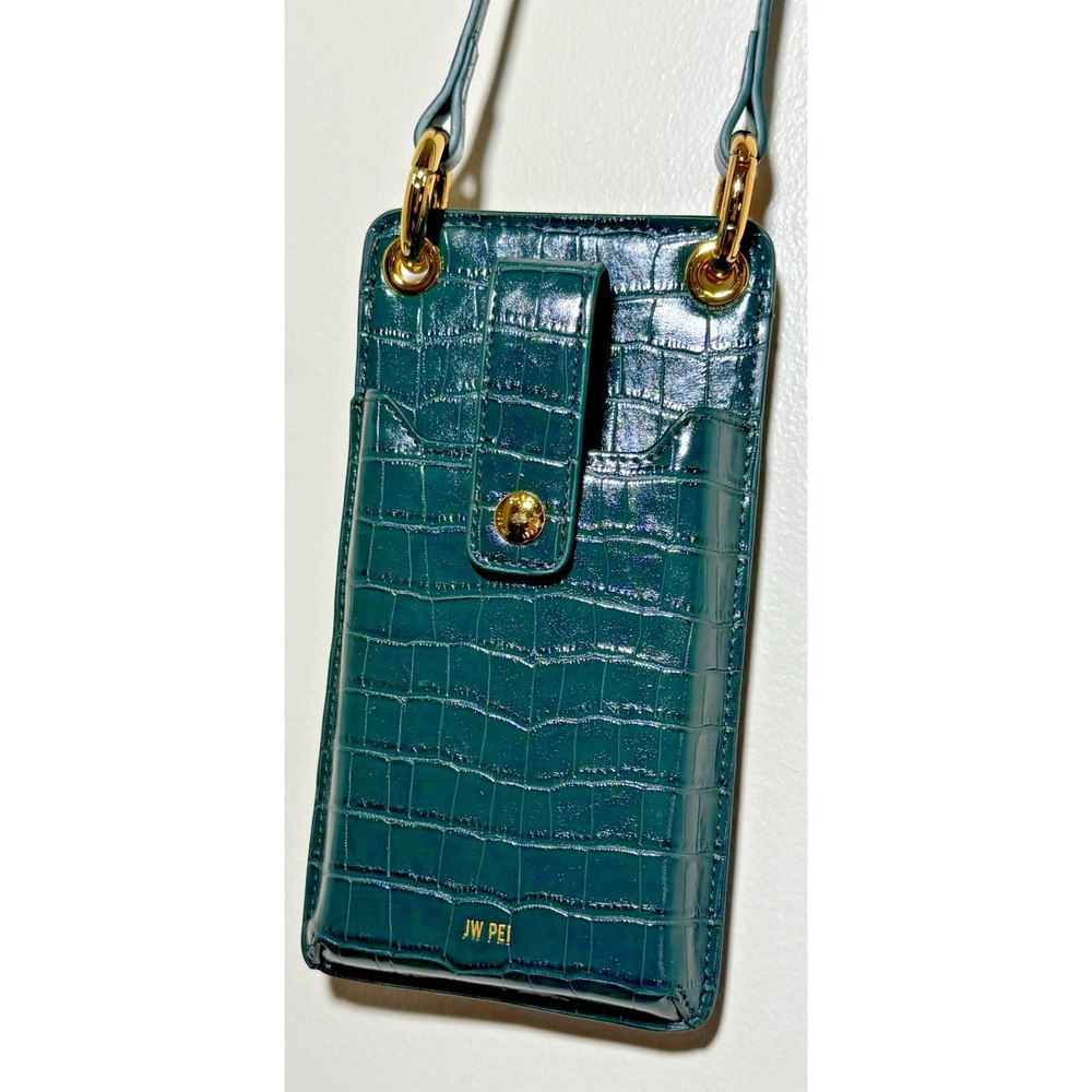 JW PEI Aylin Canvas Quinn Vegan‎ Leather Cell Phone Crossbody Dark Green NWOT